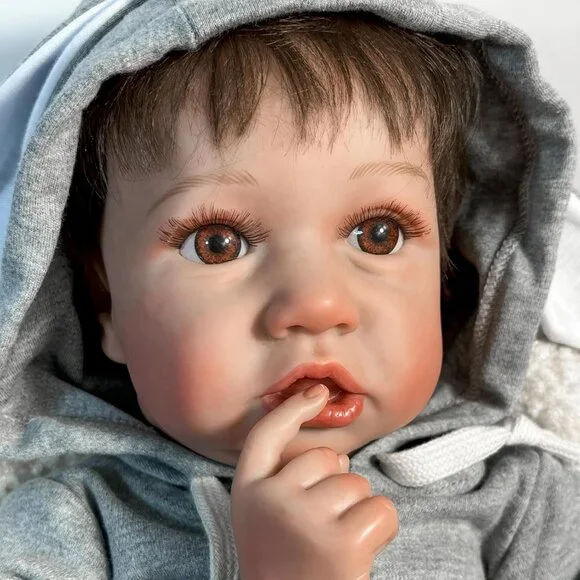 💫 Realistic Reborn Baby Dolls Grey Soft Vinyl Bunny Jumpsuit Birthday Gift Kids